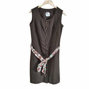 Vintage Barnsville Park Suite Sleeveless Brown Suit Dress With Belt Size 12